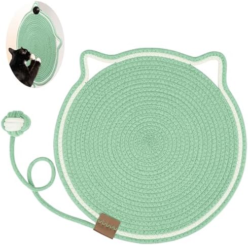 Cat Scratcher Mat, Natural Cotton Rope Cat Scratch Pad, 15.7'' Round Horizontal Floor Cat Scratching Pads for Indoor Cats, Cat Furniture Protector for Wall, Couch, Carpets, Sofas