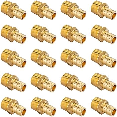 (Pack of 20) EFIELD Pex A Full Flow Expansion Brass Fittings 1/2"x 1/2" Male NPT Adapter, ASTM F1960