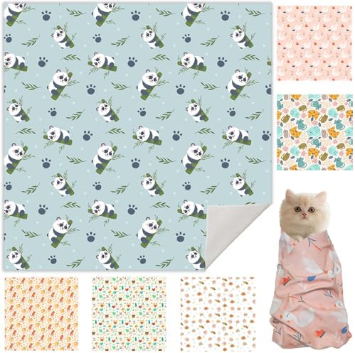Cat Grooming Wrap, Cat Wrap for Cutting Nails, Self-Adherent Fabric Wrap for Cats, Cat Burrito Wrap Anti-Scratch, Anti-Escape, Multifunctional Swaddle Wrap Pet Tool (Panda, X Large)