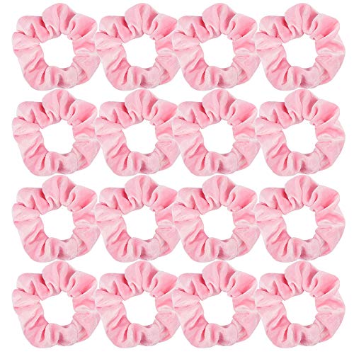 WHAVEL Pink Scrunchies, Pink Party Favors Hair Scrunchies Velvet Scrunchy Hair Ties Valentines Galentines Day,16 Pieces (Pink)