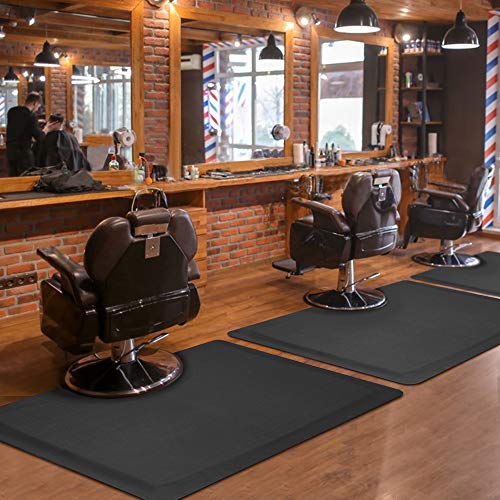 Salon mats for Hairstylist Standing Anti Fatigue 3'x4' Barber Shop Salon Floor Chair Mat - Black Square Hair Floor Mat 1/2" Thick, Hair Cutting Hairdressing Equipment