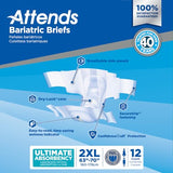 Attends Bariatric Incontinence Disposable Briefs, XX-Large, 63"-70" Waist with Tab Closures, Ultimate Absorbency and Leakage Protection, 48ct Case