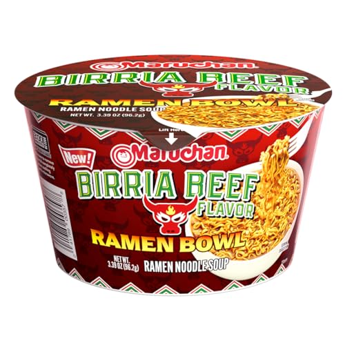 Maruchan Bowl Birria Beef, Microwaveable Ramen Soup Mix, 3.39 Oz, 6 Count
