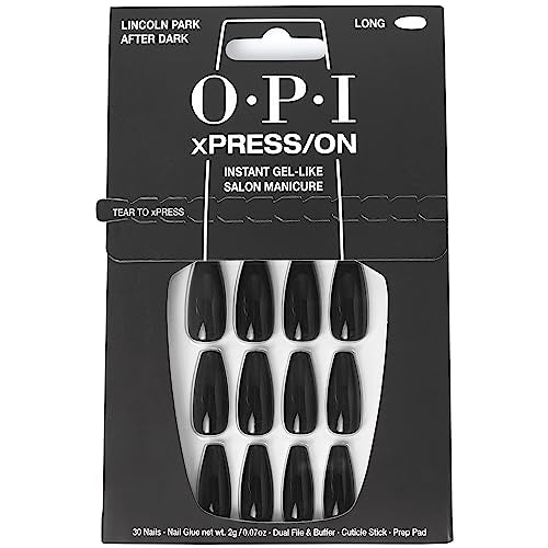 OPI xPRESS/ON Press on Nails | Long Coffin Nail Art Press On Nails | With Nail Glue | Long Lasting, Reusable, Non-damaging