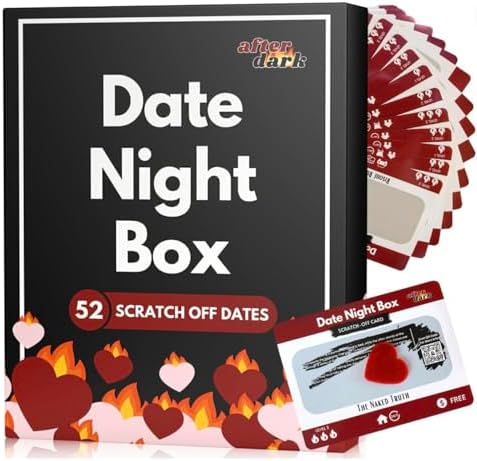 Date Night Box: After Dark - 52 Spicy & Intimate Scratch-Off Date Night Ideas For Couples - Valentine's Day Gifts for Him, Her, Anniversary - Naughty Card Game for Husband, Wife, Boyfriend, Girlfriend