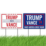 QIONG MENG Trump Vance 2024 Yard Sign 2 Pack, Make America Great Again Trump Decorative Yard Sign with H-Stakes for Home Lawn Garden Yard Outdoor Decorations 18x24 Inch