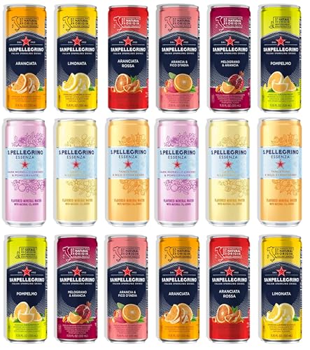 SANPELLEGRINO Sparkling Drinks Variety Pack, 18 Cans (11.5 fl oz each) - 8 Flavors
