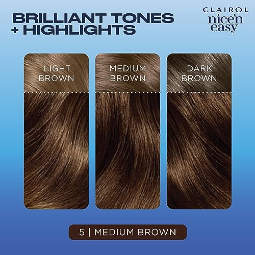 Clairol Nice'n Easy Permanent Hair Dye, 5 Medium Brown Hair Color, Pack of 3