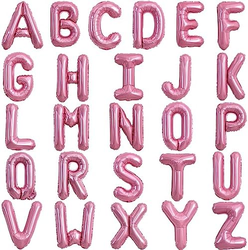 TONIFUL 52 Pieces 16 Inch Light Pink Letter A-Z Balloons,Custom Phrase Mylar Foil Alphabet Letter DIY Personalized Phrase Banner for Birthday Anniversary Celebration Graduation Party Supplies Decor