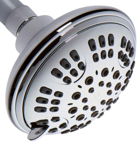 Luxury Spa Series Shower Head, 6 Spray Setting, 4.5 Inch Adjustable High Pressure Shower Head Fixture for Hard Water, 360-Degree Tilt Massage Shower System - Polished Chrome Shower Head