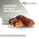 ProteinWise Caramel Crunch Protein Bars, Bariatric, Gluten Free Snacks, Diet Bars, Gluten Free Protein Bars, Whey Protein Isolate, Healthy Snacks, Trans Fat Free, Low Carb, Weight Loss Support, Low Calorie, 7 Count