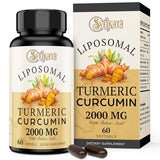 Liposomal Turmeric Curcumin Supplement 2000mg, 95% Standardized Curcuminoid Extract & Organic Root Powder with Piperine Black Pepper Fruit (15mg), 60 softgels, Non-GMO