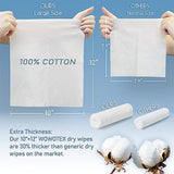 WOWOTEX 100% Cotton Disposable Face Towel Biodegradable Face Towel for Drying Face 200Count/4Box Extra Thick Soft One Time Use Face Towels 10"×12" Large Clean Towels for Sensitive Skin, Baby Care