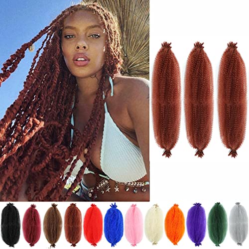 350 Springy Afro Twist Hair 30 Inch 3 Packs Ginger Afro Twist Spring Hair Braiding Hair Extension 350 Locs Wrapping Hair (30 Inch, 3packs, 350#)
