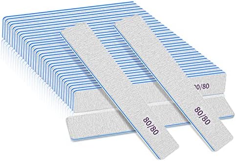 25 Pcs Nail File 80/80 Grit Nail Files for Acrylic Nails & Gel Nails, Double Sided Emery Board for Nails, Professional Nail File Coarse Nail File for Home and Salon Use