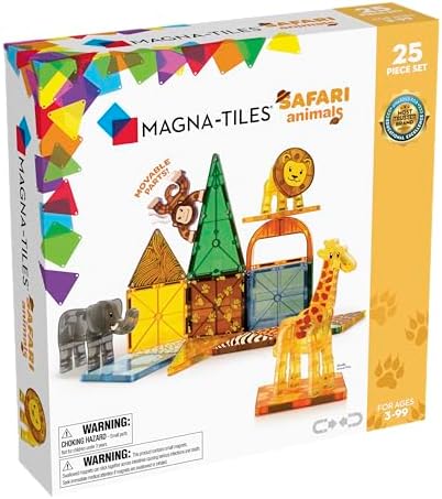 MAGNA-TILES Safari Animals 25-Piece Magnetic Construction Set, The ORIGINAL Magnetic Building Brand