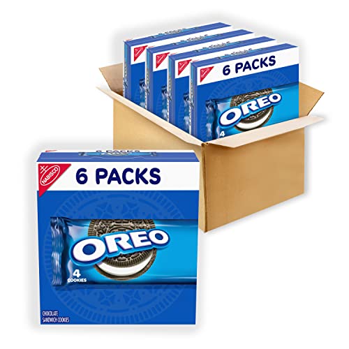 OREO Chocolate Sandwich Cookies, 24 Total Snack Packs, 4 Boxes (4 Cookies Per Pack)