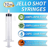 Jello Shot Syringes 100 Pack with Tip Cap for Adults Kids, 10ml Party Liquid Syringe BPA-Free Suringes Shooters for Jello Shots, Halloween, Thanksgiving, Christmas, Bachelorette Parties, Nurses, Graduation Party