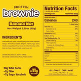 Prime Bites Protein Brownie from Alpha Prime Supplements, 16-19g Protein, 5g Collagen, Delicious Guilt-Free Snack,12 bars per Box (Banana Bread)