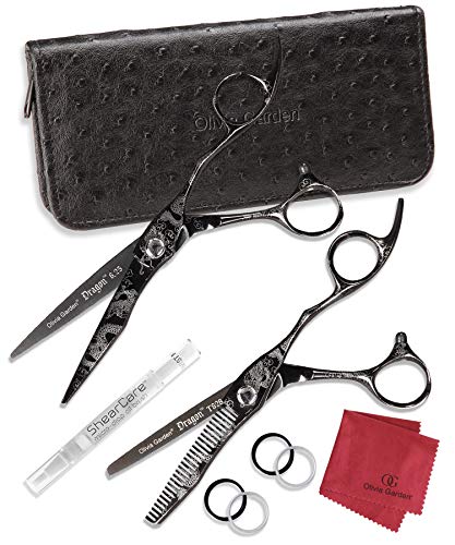 Olivia Garden Dragon Professional Hairdressing Shear - Titanium Blades, Featherlight