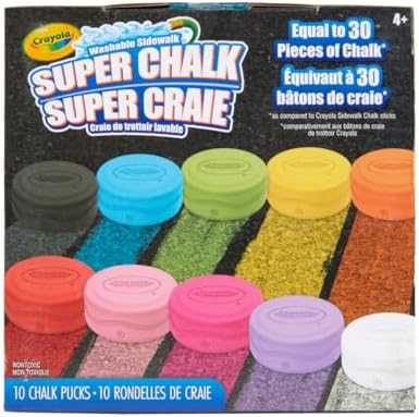Crayola Washable Sidewalk Chalk for Kids, Long Lasting Super Chalk Set, Outdoor Chalk, 10 Assorted Colors