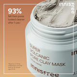 innisfree Super Volcanic Pore Clay Mask, Korean Pore Clearing Clay Mask with Volcanic Clusters and AHA
