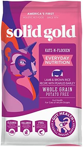 Solid Gold Dry Kitten and Cat Food for Healthy Digestion - Real Lamb, Brown Rice & Pearled Barley - 4 Pound Bag