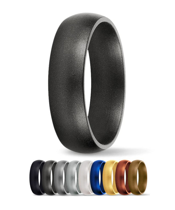 SafeRingz Metallic Silicone Wedding Ring, 6mm, Made in the USA, Men or Women, Gunmetal 9