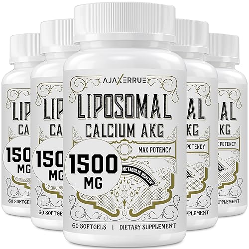 Liposomal Calcium AKG Supplement 1500 MG (Alpha-Ketoglutaric Acid), High Absorption, More Effective Than AAKG, Ca AKG for Longevity, Age Defense, Cellular Energy, Metabolic Function, 300 Softgels (Pack of 6)
