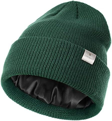 YANIBEST Beanie Hat for Women Men Satin Lined Beanie Hats Winter Hat Womens Cuffed Beanies Knit Skull Cap Warm Ski Hat Unisex