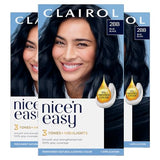 Clairol Nice'n Easy Permanent Hair Dye, 2BB Blue Black Hair Color, Pack of 3