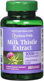 Puritan's Pride Milk Thistle 4:1 Extract 1000 Mg Softgels (Silymarin), 180 Count (Pack of 2)