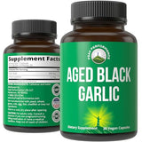 Peak Performance Aged Black Garlic Capsules. Raw Vegan Pure Odorless Extract Supplement Pills for Cholesterol, and Immune Support. from Garlic Bulb with S-Allyl Cysteine and Antioxidants