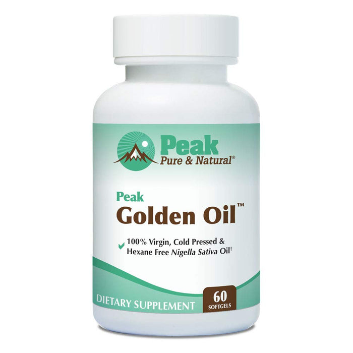 Peak Pure & Natural, Peak Golden Oil Cold Pressed Organic Black Seed Oil Supplement - Black Seed Oil for Digestive Health, Skin Nutrition, Joint Comfort - 60 Capsules