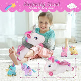 gnomantic 5 Pieces Unicorn Stuffed Animals - 1 Mommy Stuffed Unicorn with 4 Babies - Unicorns Gifts for Girls Ages 3 4 5 6 7 8, Unicorns Plush Toys for Christmas, Valentine's, Birthday Gifts (Pink)