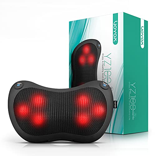 VOYOR-HEALTH Shiatsu Neck and Back Massager with Heat - 3D Kneading Deep Tissue Massage Pillow for Lower Back, Shoulder, Calf, Foot, Use at Home, Car, Office YZ100