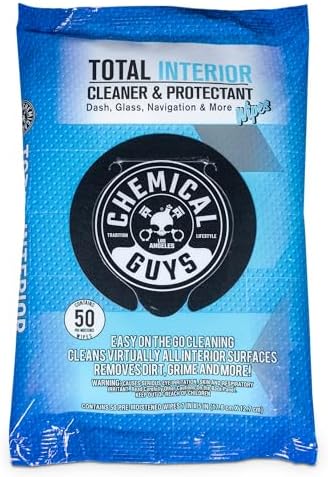 Chemical Guys PMWSPI22050 Total Interior Cleaner & Protectant Wipes Mega 50 Pack, Safe for Cars, Trucks, SUVs, Jeeps, Motorcycles, RVs & More ( 50 Ct)