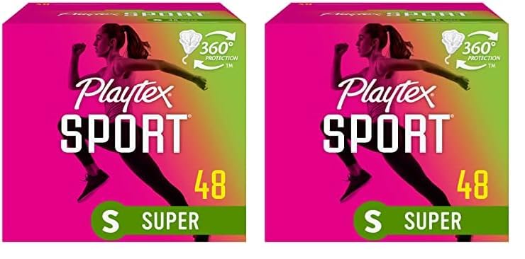 Playtex Sport Tampons, Super Absorbency, Fragrance-Free - 48ct (Pack of 2)