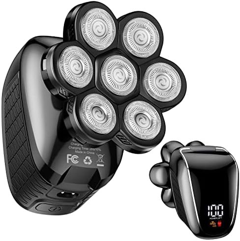 Head Shaver 7D, Wyklaus Head Shavers for Bald Men, Head Electric Razor with Hair Trimmer, Waterproof Wet Dry Mens Grooming Kit, Anti-Pinch（Black）