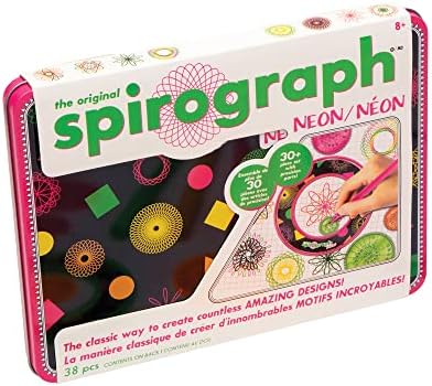 Spirograph Neon Collectors Tin – Arts and Crafts, Kids Toys, Art Supplies, Craft Supplies, Drawing Kit, Spiral Art, Classic Gear Design Kit, Pens, Design Sheet Included, Ages 8+