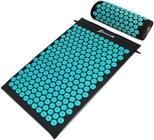 ProsourceFit Acupressure Mat and Pillow Set for Back/Neck Pain Relief and Muscle Relaxation, XL - Grey/White