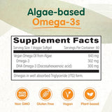 OmegaVia Vegan Omega 3 Supplement, 60 Softgels, Algae Omega 3 Fish Oil Alternative, 300mg Vegan DHA Omega-3 Fatty Acids, Plant Based, Planet and Ocean Friendly, IFOS 5 Star Tested