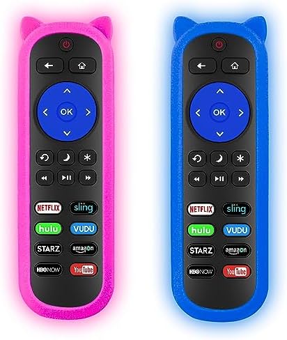 (Pack of 2) RC280 Remote for Roku TV Remote with 2 Glow Covers, for TCL Roku/Onn Roku/Hisense Roku/Element/Sharp/Haier/Hitachi/LG/Sanyo/JVC/Magnavox/RCA/Philips/Westinghouse Roku Series Smart TV