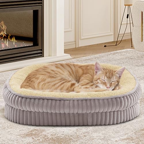 Orthopedic Dog Bed for Puppy,Extra Small Dogs Breeds,Oval Cat Bed,High Density Egg Crate Foam Dog Sofa Beds,Pet Couch Bed with Four Sided Bolster,Removable Washable Cover&Non-Slip Bottom