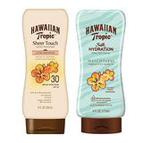 Hawaiian Tropic SPF 30 Broad Spectrum Sunscreen and After Sun Pack with 8oz Sheer Touch Moisturizing Sunscreen Lotion and 6oz Silk Hydration Weightless After Sun Lotion