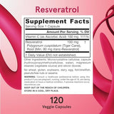 Jarrow Formulas Resveratrol 100 mg, Dietary Supplement, Antioxidant Support for Cardiovascular Function, 120 Veggie Capsules, 120 Day Supply