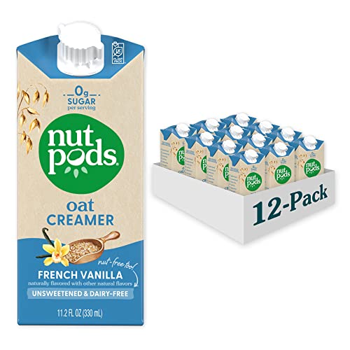 nutpods Oat French Vanilla Creamer - Unsweetened Oat Milk Creamer - Nut-Free Non Dairy Creamer - Keto, Gluten Free, Non-GMO, Vegan, Sugar Free, Kosher (12-Pack)