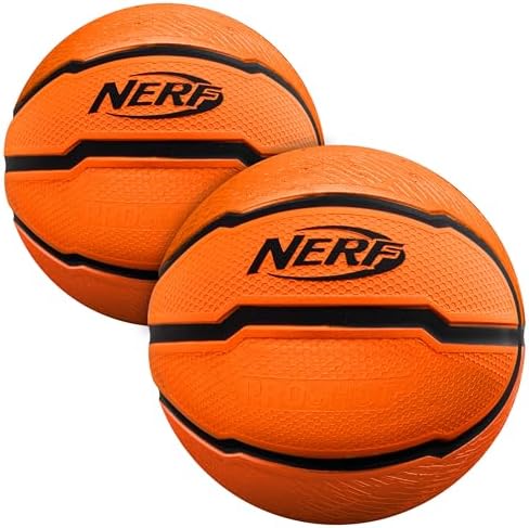 Nerf Mini Foam Basketballs - Indoor + Outdoor Foam Balls - 5" Inch Basketballs for Mini + Over The Door Hoops - 2 Balls Included - Orange