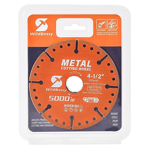 Diamond Cutting Wheel 4-1/2 Inch with 7/8" Arbor Hole, Metal Cut Off Disc with 5000+ Cuts on Rebar, Steel, Iron and INOX