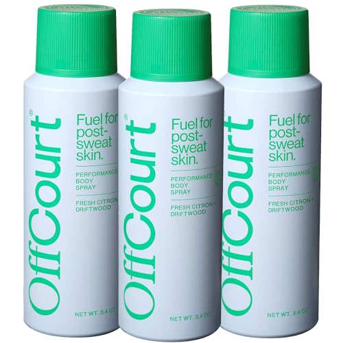 OffCourt - Natural Deodorant Body Spray for Men and Women - Aluminum Free - Whole Body Deodorant for Women and Men - Fresh Citrus and Driftwood Scent, 3.4 Ounce (Pack of 3)
